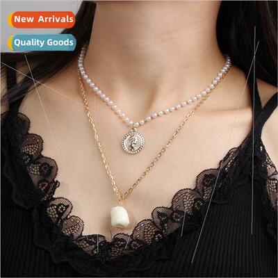 Europe French shaped freshwater pearl vintage metal embossed