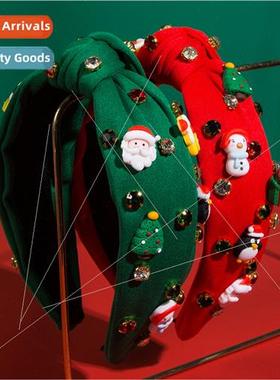 Europe Christmas hair bands red green cute Santa Claus snowm