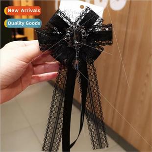 tie female wind black college bow decorative lace