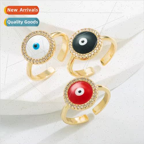 Personalized ins copper plated real gold devil eye ring colo