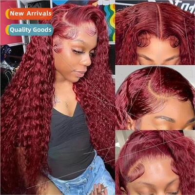 Fashion Burgundy Front Lace 13*4 Lace Wig Small Curly Wrap A