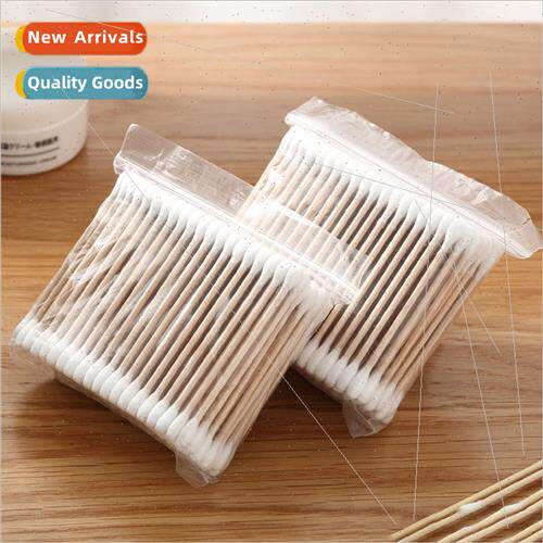 High  100pcs soft pouch wooden swabs double head cotton swab