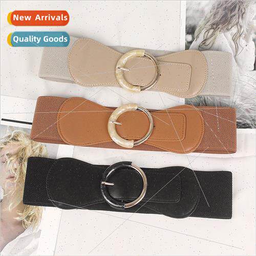 New belt female wide hundred skirt coat elastic belt round b