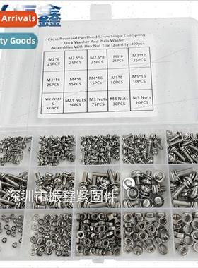 400pcsM2M2.5M3M4M5 304 Phillips Pan Head wh Flat Elastic Was