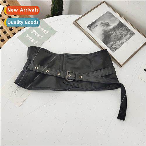 New belt female decorative waistband skirt PU wide pin buckl