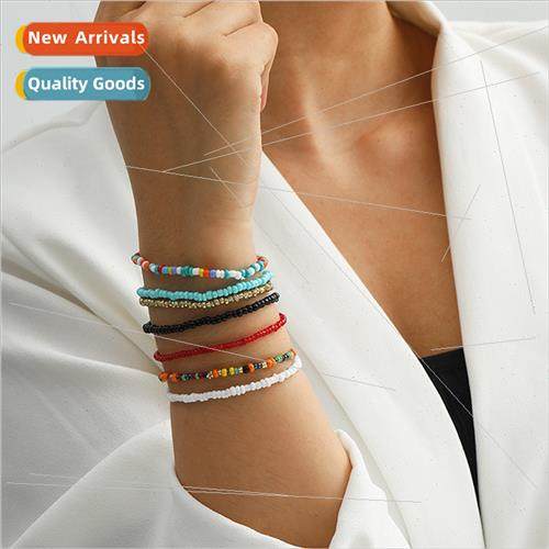 Europe simple single-layer handmade beaded geometric hand je