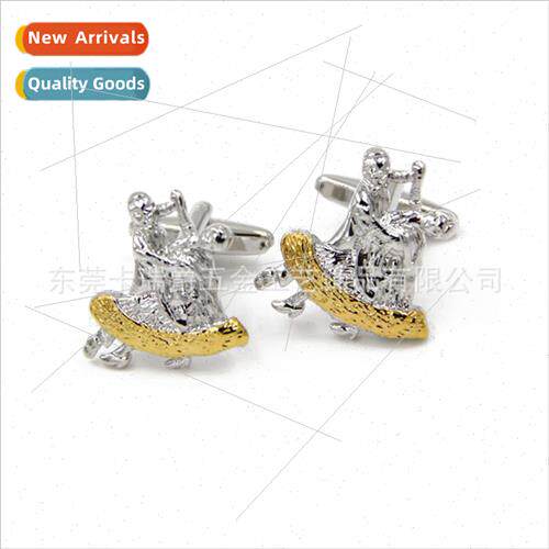 High-grade two-color fun duo dancing shape cufflinks metal c