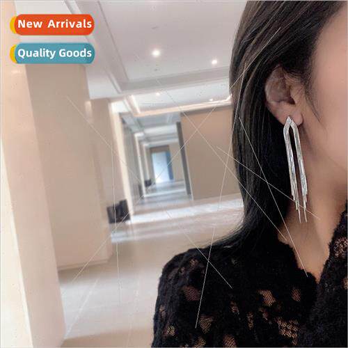 New show thin face long tassel metal cold wind earrings earr