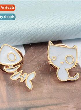 Cartoon whe corsage cat fish bone alloy drip oil brooch crea