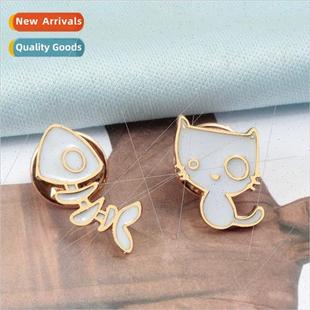 alloy crea corsage brooch oil drip bone fish cat whe Cartoon