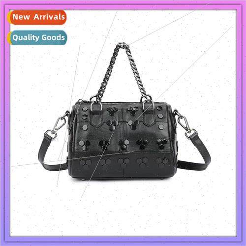 Bag retro chain splicing diagonal cross women bag punk rivet