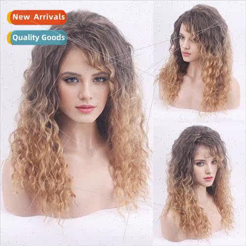 Europe wigs chemical fiber mechanism head covering golden br