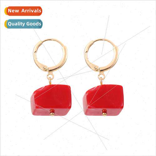 Korea Dongdaemun versatile multi-color resin copper earrings