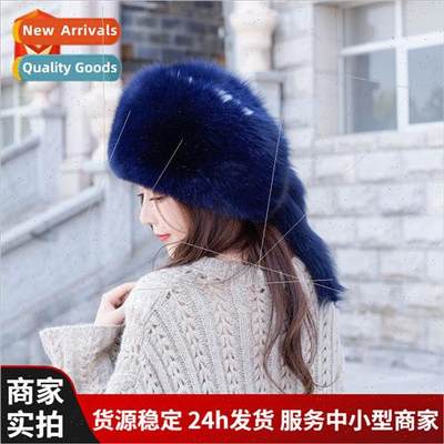 Winter women ear protection warm fur hat whole skin fox hair