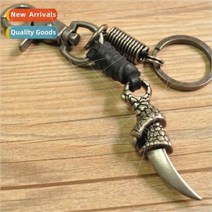 Europe atmosphere cowhide keychain punk retro ghost claw key