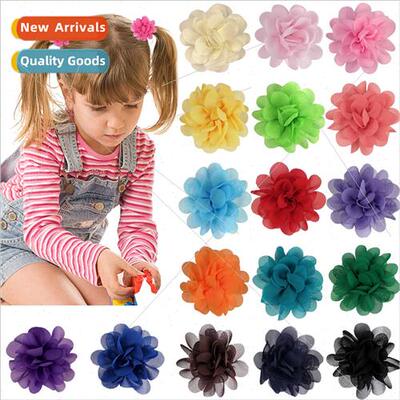 5CM Chiffon Flower Leather Band Hair Ring Head Flower Europe