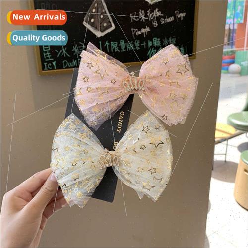 Children hair clips Korean yarn bow handmade hair card princ