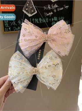 Children hair clips Korean yarn bow handmade hair card princ