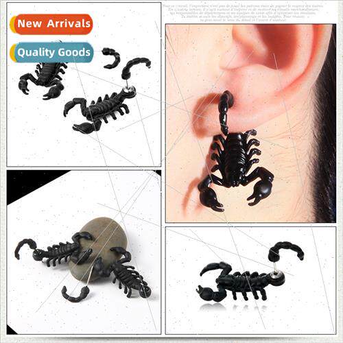 Black scorpion earrings punk set personaly double-sided wear