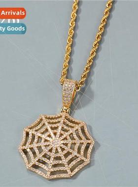 Hip Hop 3A Zirconia Spider Web Necklace Europe Web Pendant S