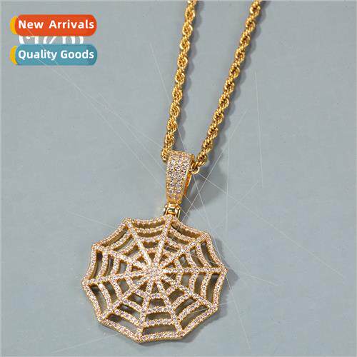 Hip Hop 3A Zirconia Spider Web Necklace Europe Web Pendant S