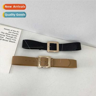 Wide belt female  PU leather black tunic whout holes wide be