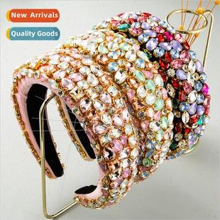 bands women full rhinestone side hair wide Europa enlarged
