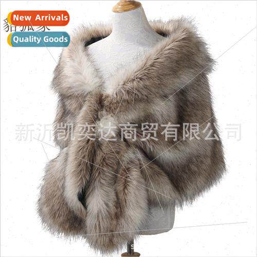 Faux Fur Lapel Large Shawl Soft Fox Fur Cloak Dress Wedding