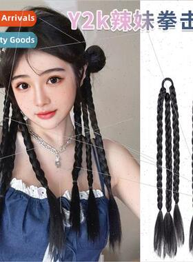Boxer Braid Ponytail Wig Women mulated Hair Pickled Fishbone