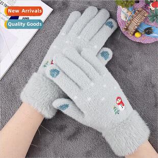 Handling knted gloves women winter thickened warm imation sa