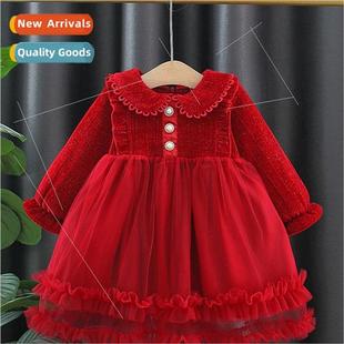 Girls padded skirt winter baby baby anniversary dress dress