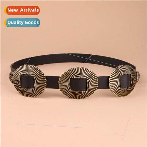 Europe Retro Accessories Belt Three Buckles Women Decorative