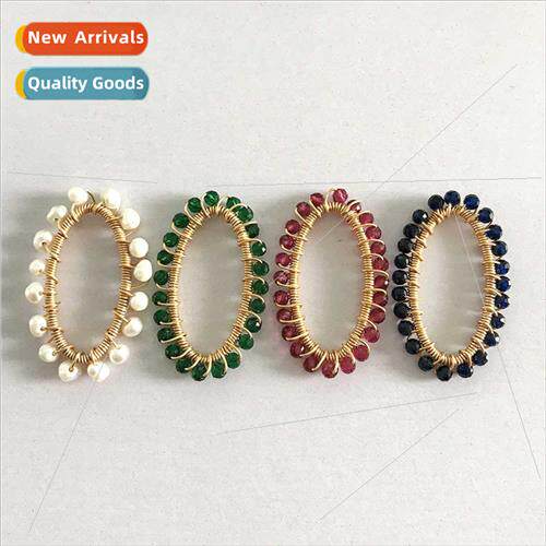 ins copper wire handmade crystal earrings pendant diy semi-f