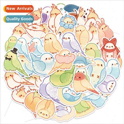 40 cute parrot stickers cartoon creative handbook decoration