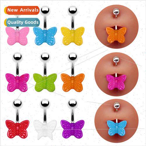 Europe simple cute colorful butterfly navel ring navel ring