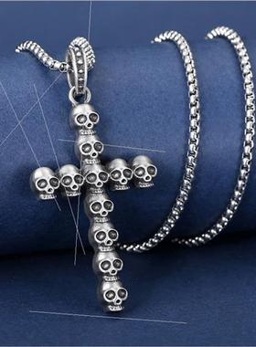 Punk dark skull crossbones pendant men tanium steel hip hop
