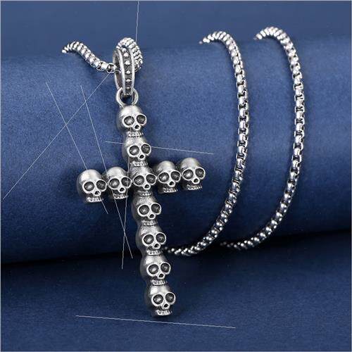 Punk dark skull crossbones pendant men tanium steel hip hop