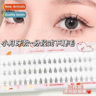 Small crescent moon lower eyelashes rooted clear fine stems