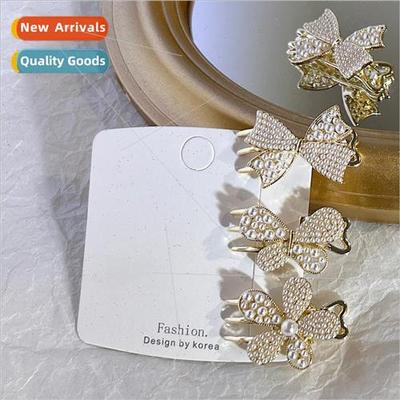 Hair clips small duckbill clip alloy pearl butterfly flowers