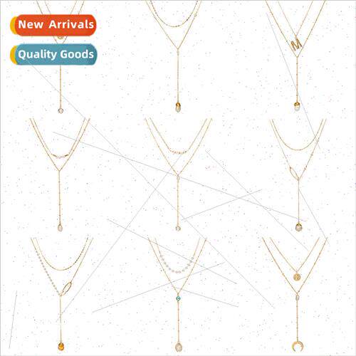 Multi-Layered Necklace Moon Natural Stone Human Head Pearl P