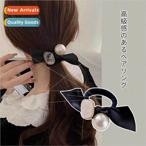 Summer super fairy new pearl leather band tied hair rope bla