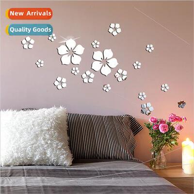 Stereoscopic acrylic flowers petals crystal mirror stickers