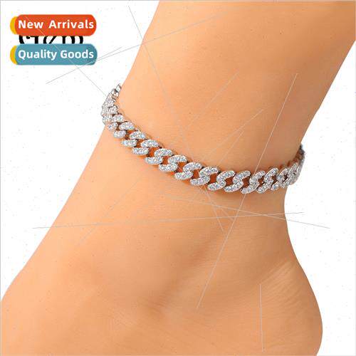 Europe 9mm Hip Hop Anklet ngle Row Zirconia Copper Material
