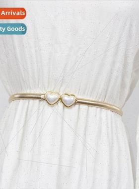 Stchy thin belt female skirt gold elastic waist chain dress