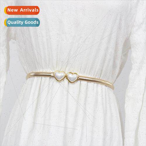 Stchy thin belt female skirt gold elastic waist chain dress