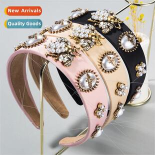 Europe bee encrusted rhinestone hair band pearl headband ba