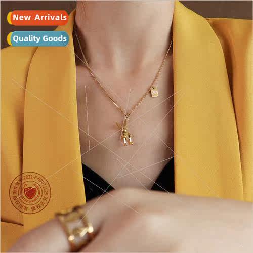 Korea ins mechanical rabb collarbone chain pendant square pa