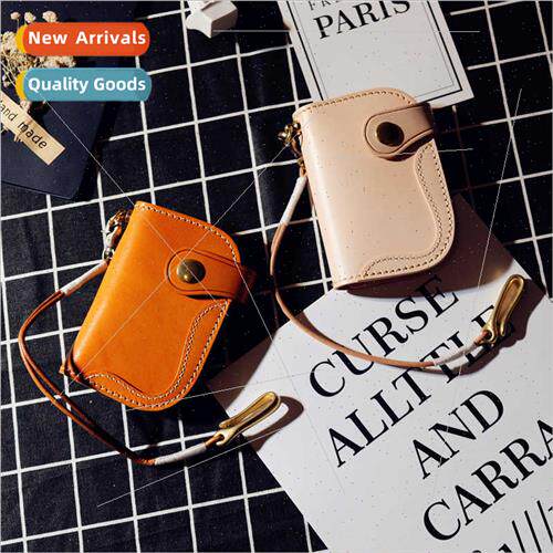 Men Women Brass Cowhide Leather Key Bag Lock Keychain Giveaw
