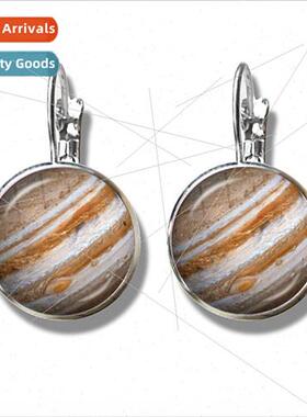Eight Planets Earrings Juper Earth Mars Glass Round Dangle E