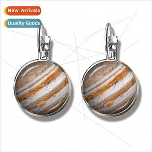 Eight Planets Earrings Juper Earth Mars Glass Round Dangle E